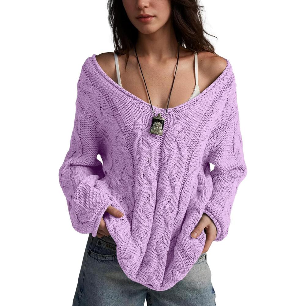 Oversized Cable Knit Pullover With Textured Design - Image 14