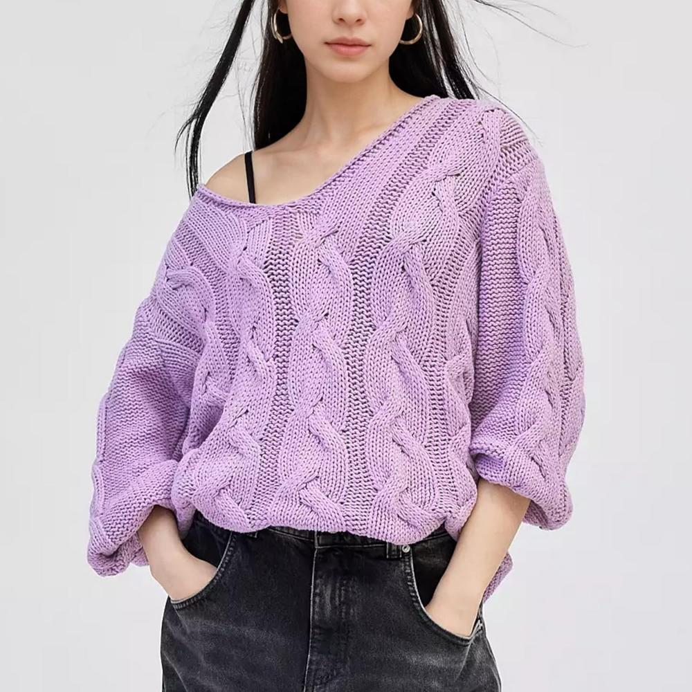 Oversized Cable Knit Pullover With Textured Design - Image 16