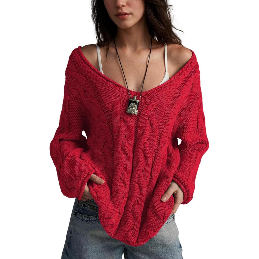 Oversized Cable Knit Pullover With Textured Design - Image 18