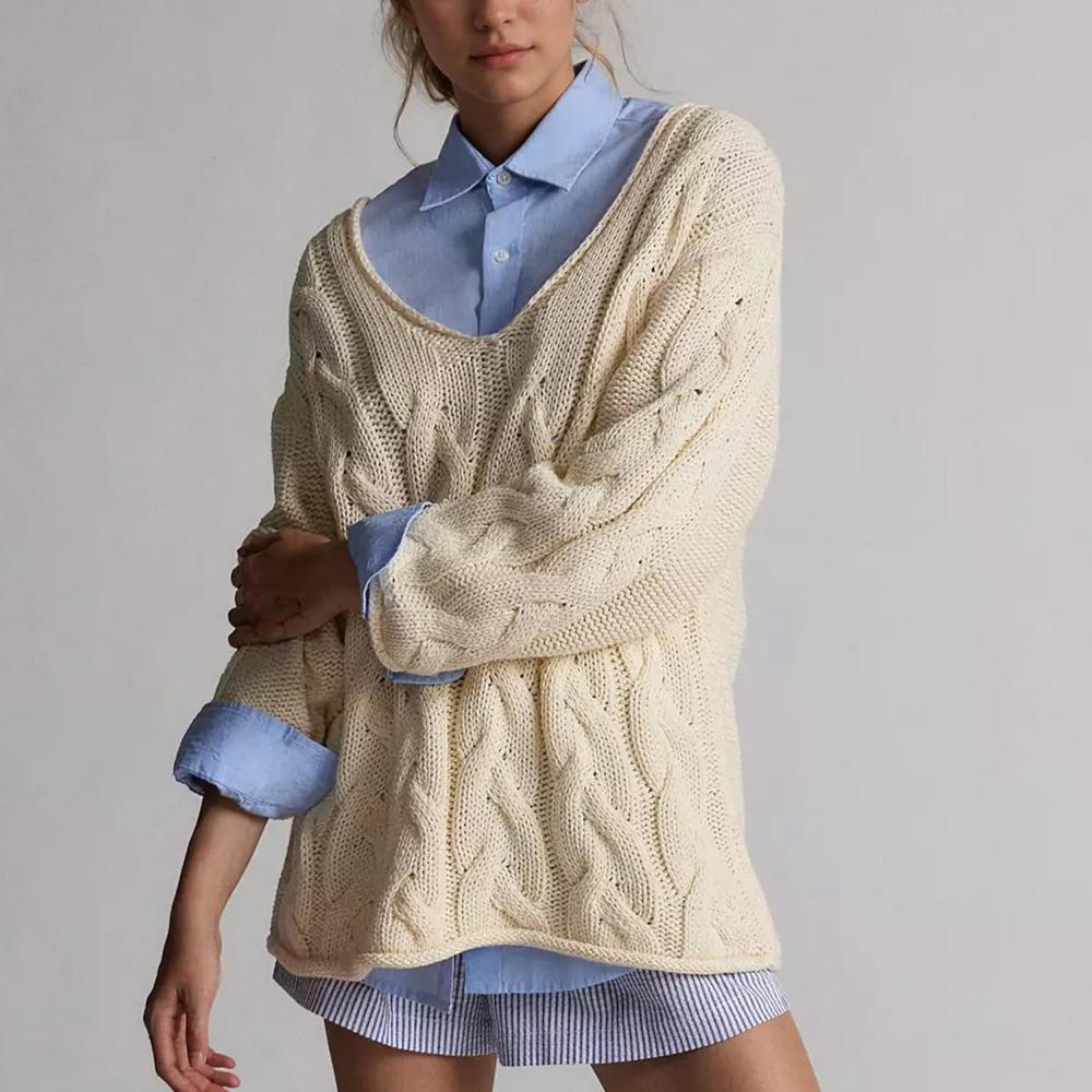 Oversized Cable Knit Pullover With Textured Design - Image 20