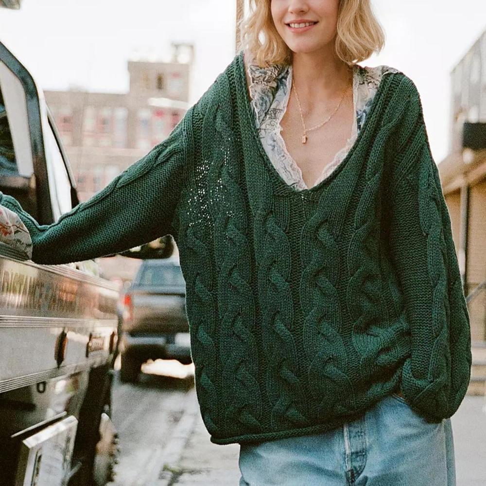 Oversized Cable Knit Pullover With Textured Design - Image 21