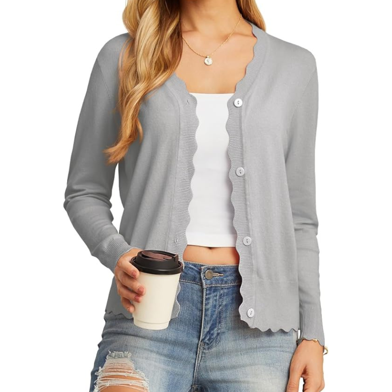 Long Sleeve Knit Design Cardigan With Button For Women - Image 11