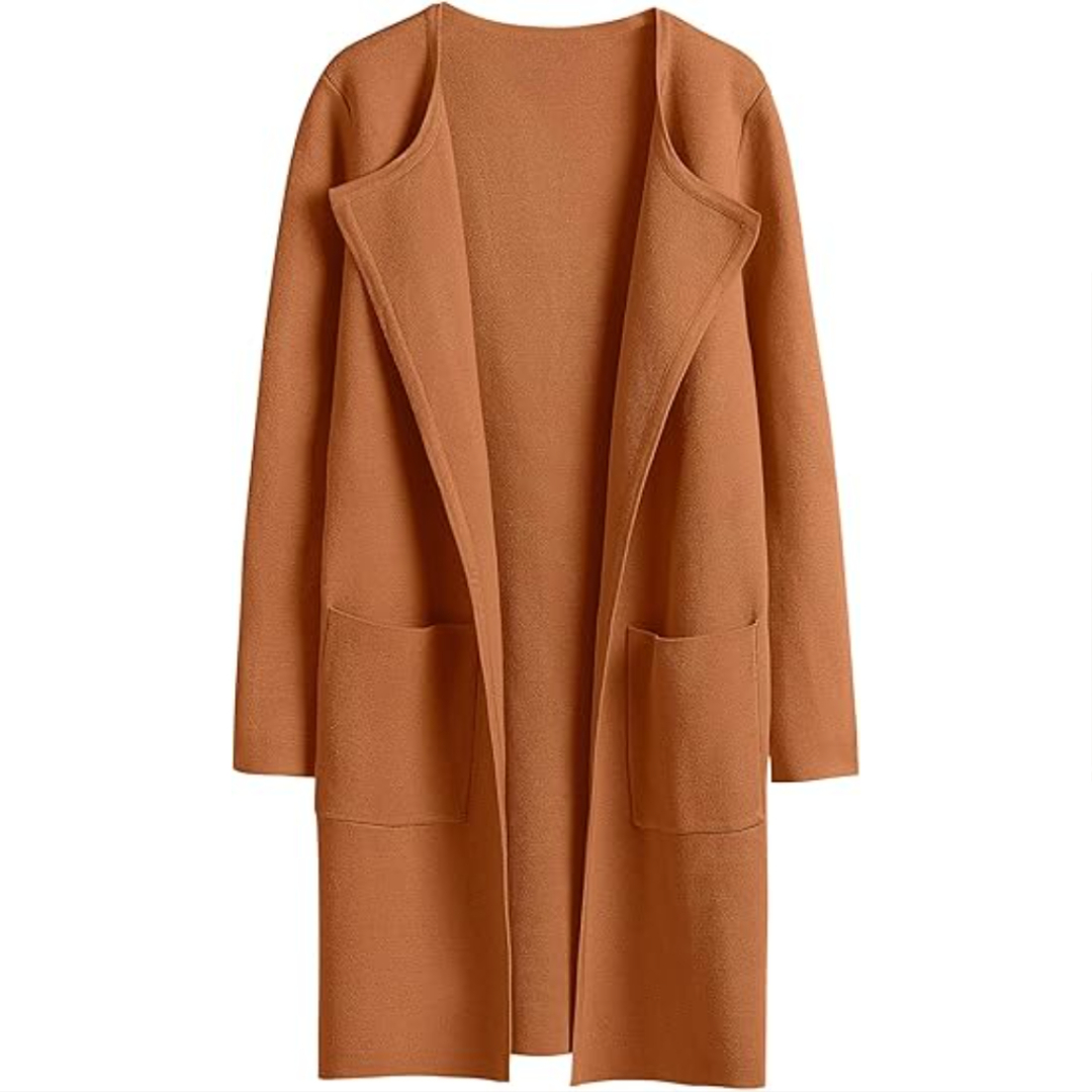Open Front Knit Long Cardigan Coat With Pockets For Women - Image 12