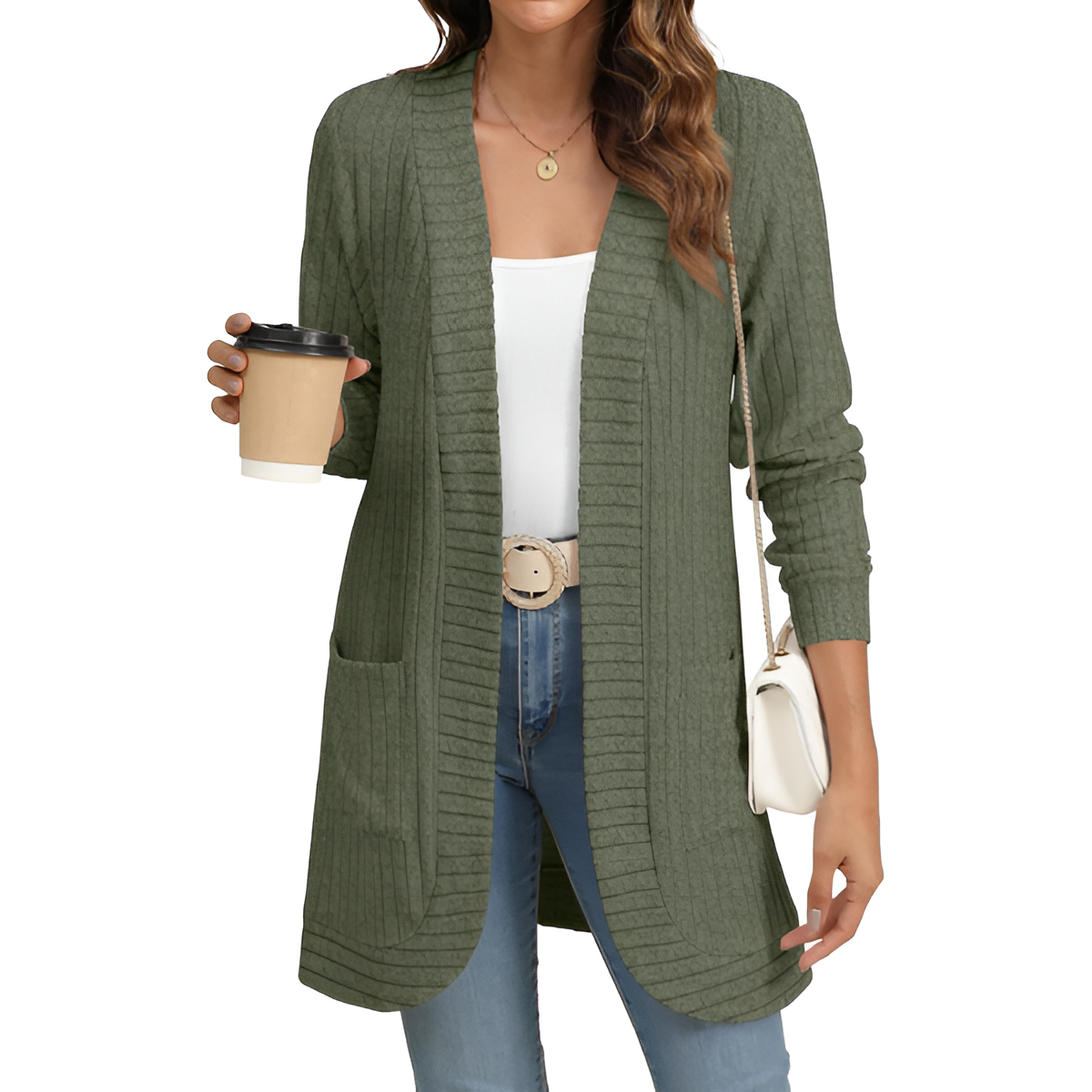 Women Long Sleeve Open Front Cardigan Casual Lightweight Long Cardigans Loose Knit Outwear with Pockets - Image 29