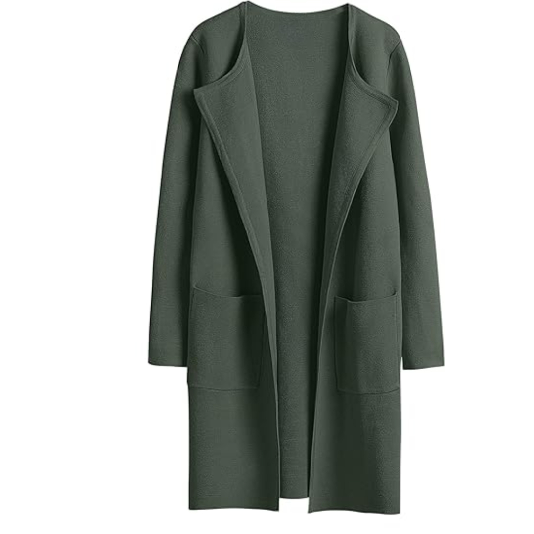 Open Front Knit Long Cardigan Coat With Pockets For Women - Image 15