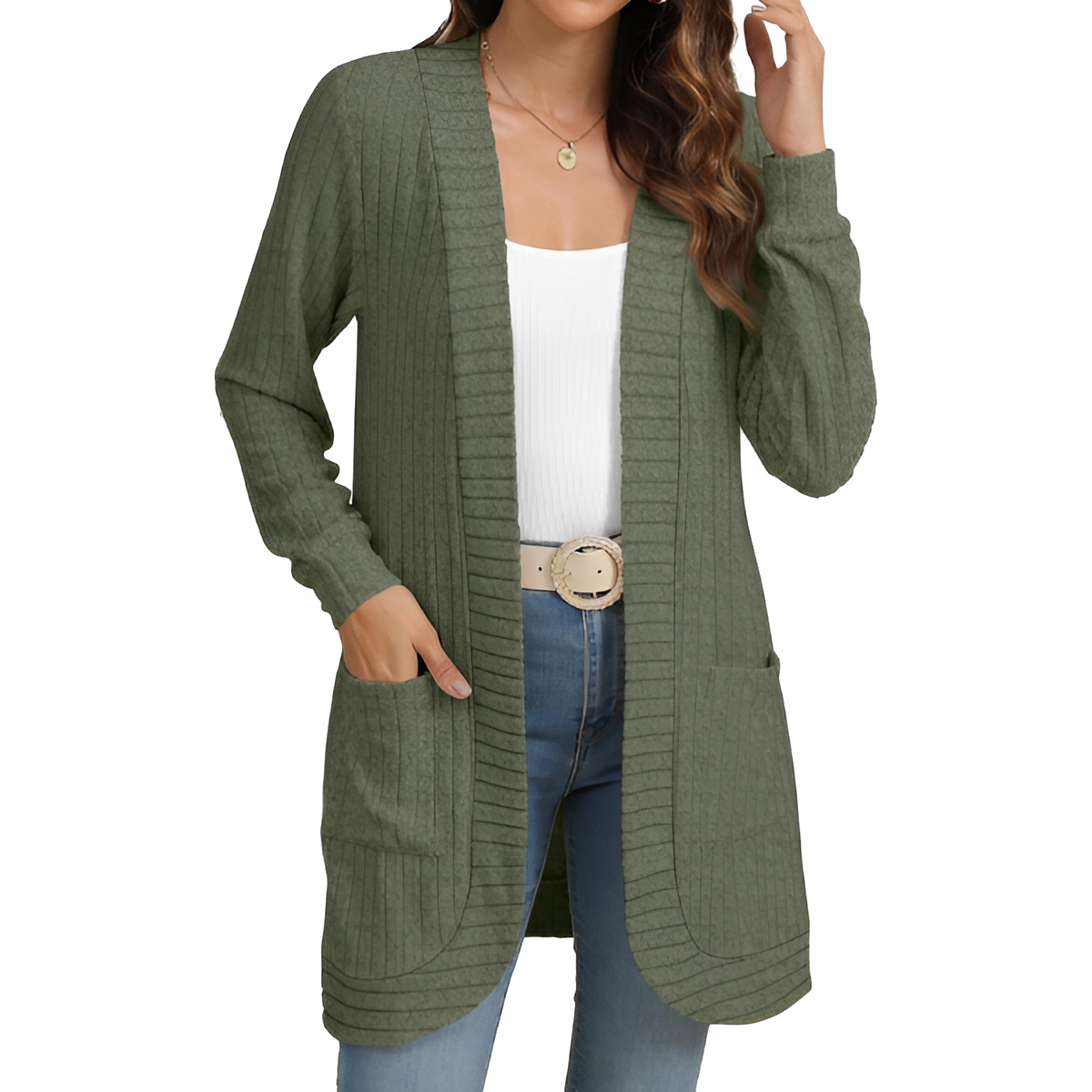 Women Long Sleeve Open Front Cardigan Casual Lightweight Long Cardigans Loose Knit Outwear with Pockets - Image 28