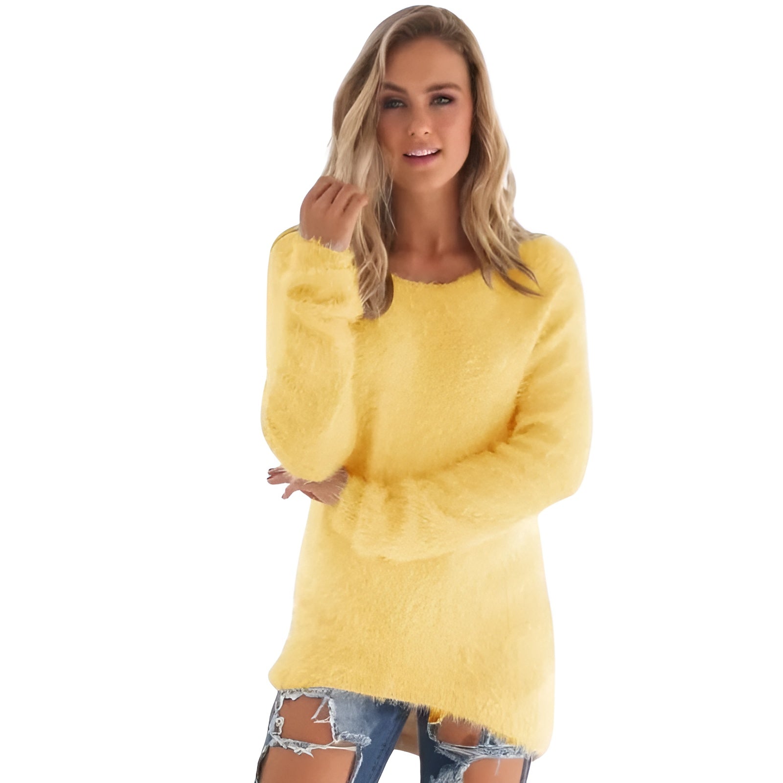 Long Sleeve Fuzzy Pullover Sweater - Image 9