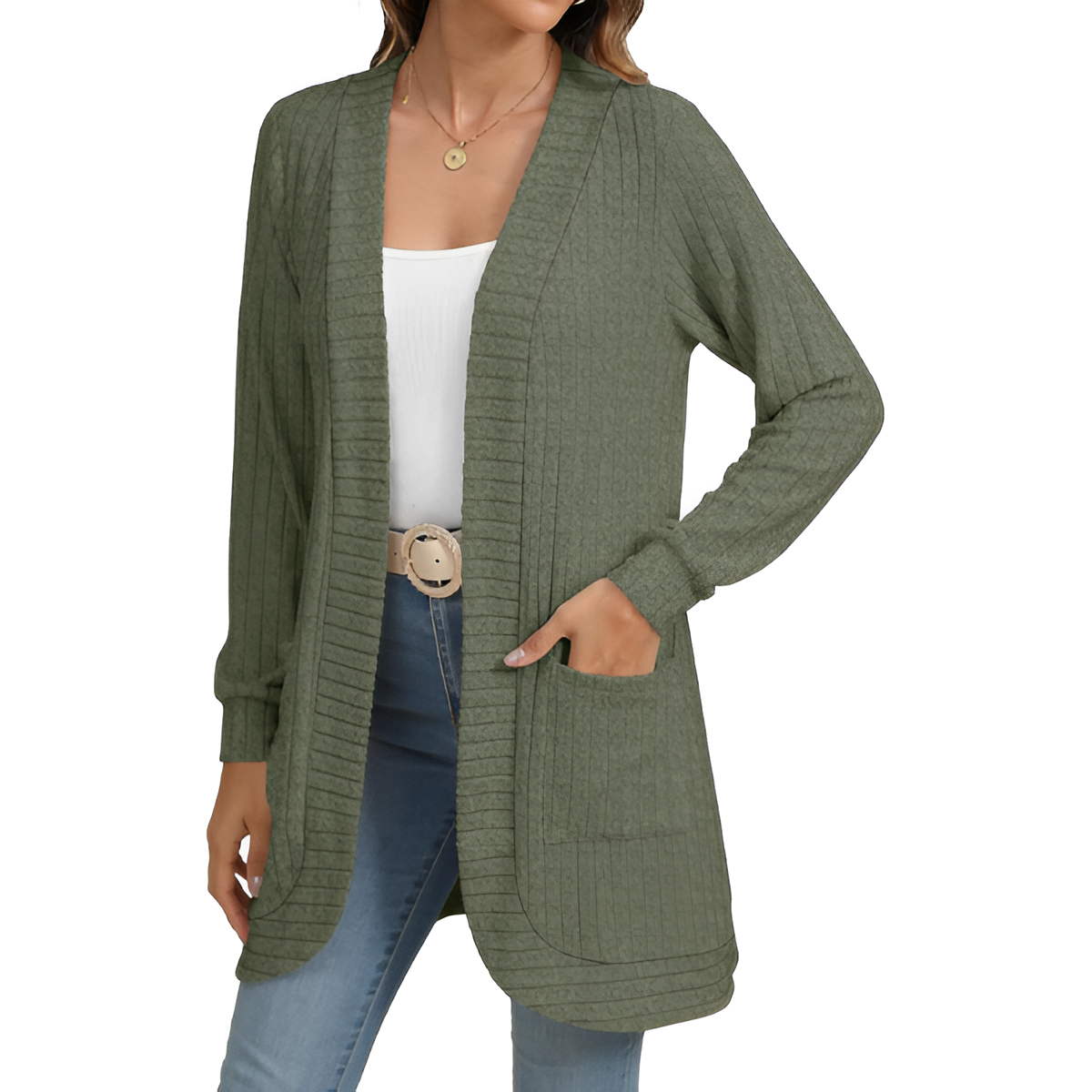 Women Long Sleeve Open Front Cardigan Casual Lightweight Long Cardigans Loose Knit Outwear with Pockets - Image 26