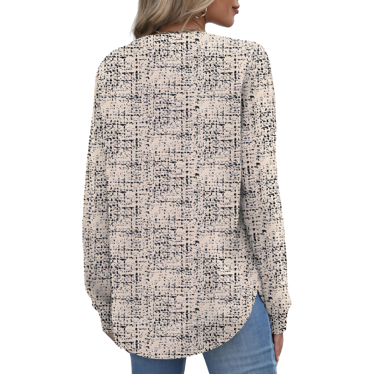 Dressy Long Sleeve Tunic Sweater With Curved Hem And Loose Fit For Women - Image 38