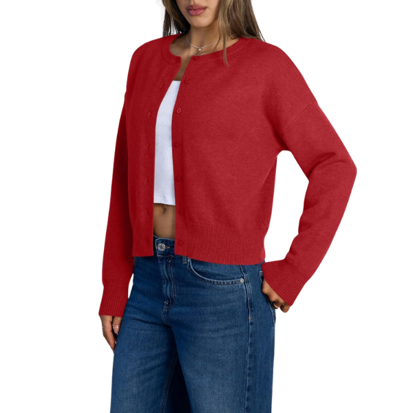 Cropped Lightweight Button Front Cardigan Sweater For Women - Image 32