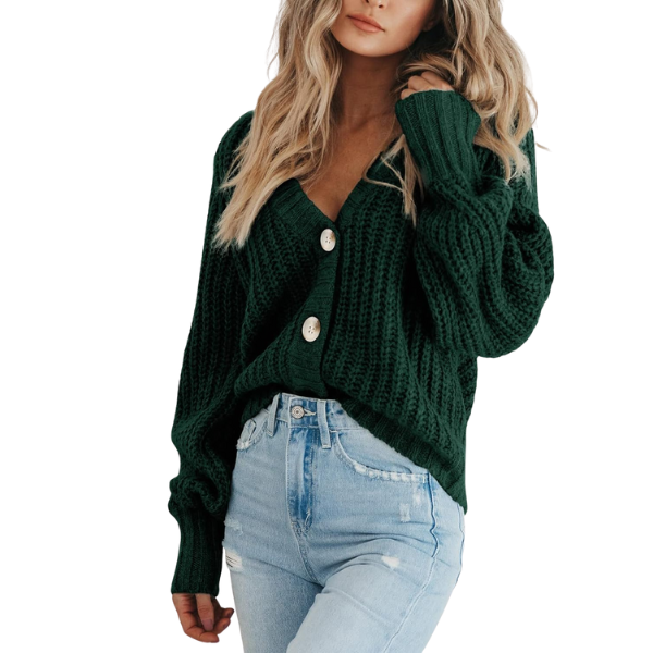 Women's Chunky Knit Open Front Sweater Long Sleeve Button Loose Short Cardigan Outerwear Coats - Image 45