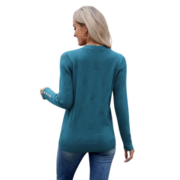 Long Sleeve Lightweight Ribbed Knit Pullover For Women - Image 5