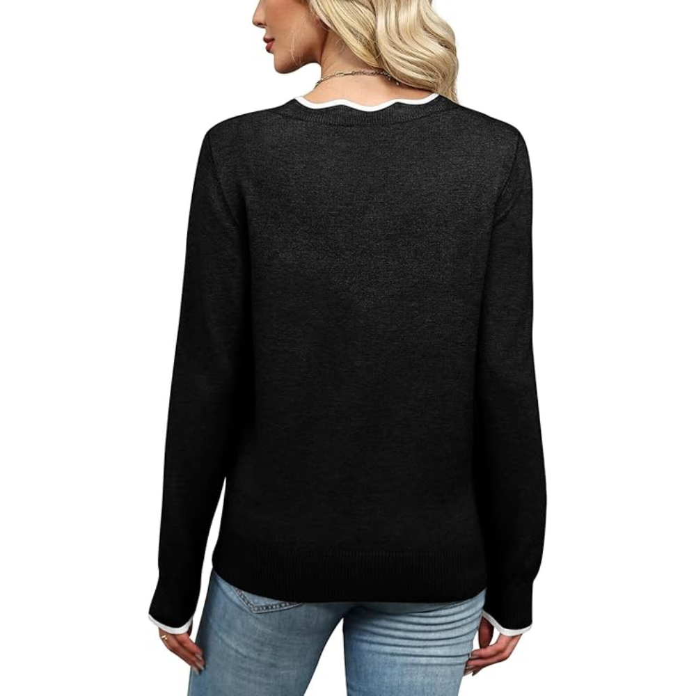 Scallop Trim Knit Pullover Cozy Lightweight Sweater For Women - Image 16