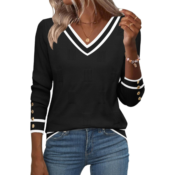 Long Sleeve Lightweight Ribbed Knit Pullover For Women - Image 31