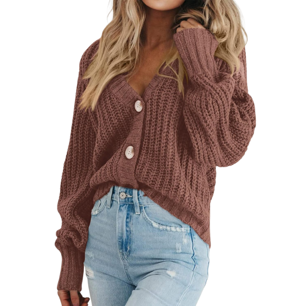Women's Chunky Knit Open Front Sweater Long Sleeve Button Loose Short Cardigan Outerwear Coats - Image 49