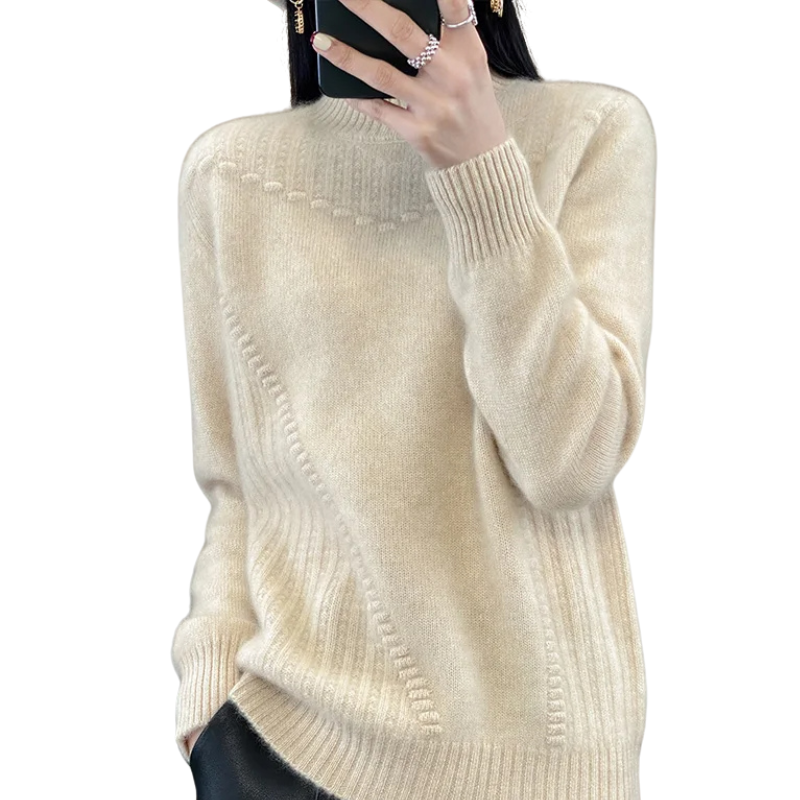 Loose Half Collar Pullover Sweater - Image 2