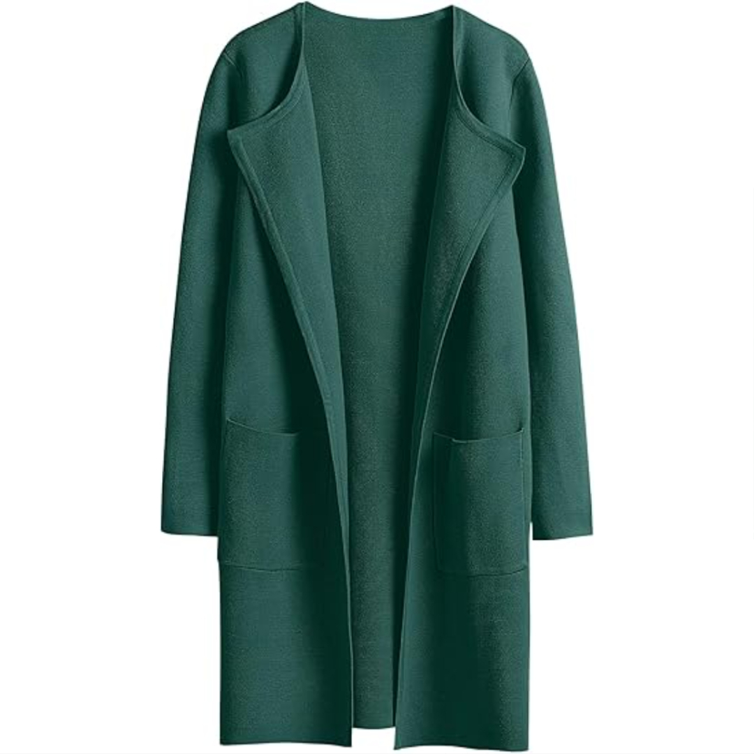 Open Front Knit Long Cardigan Coat With Pockets For Women - Image 14