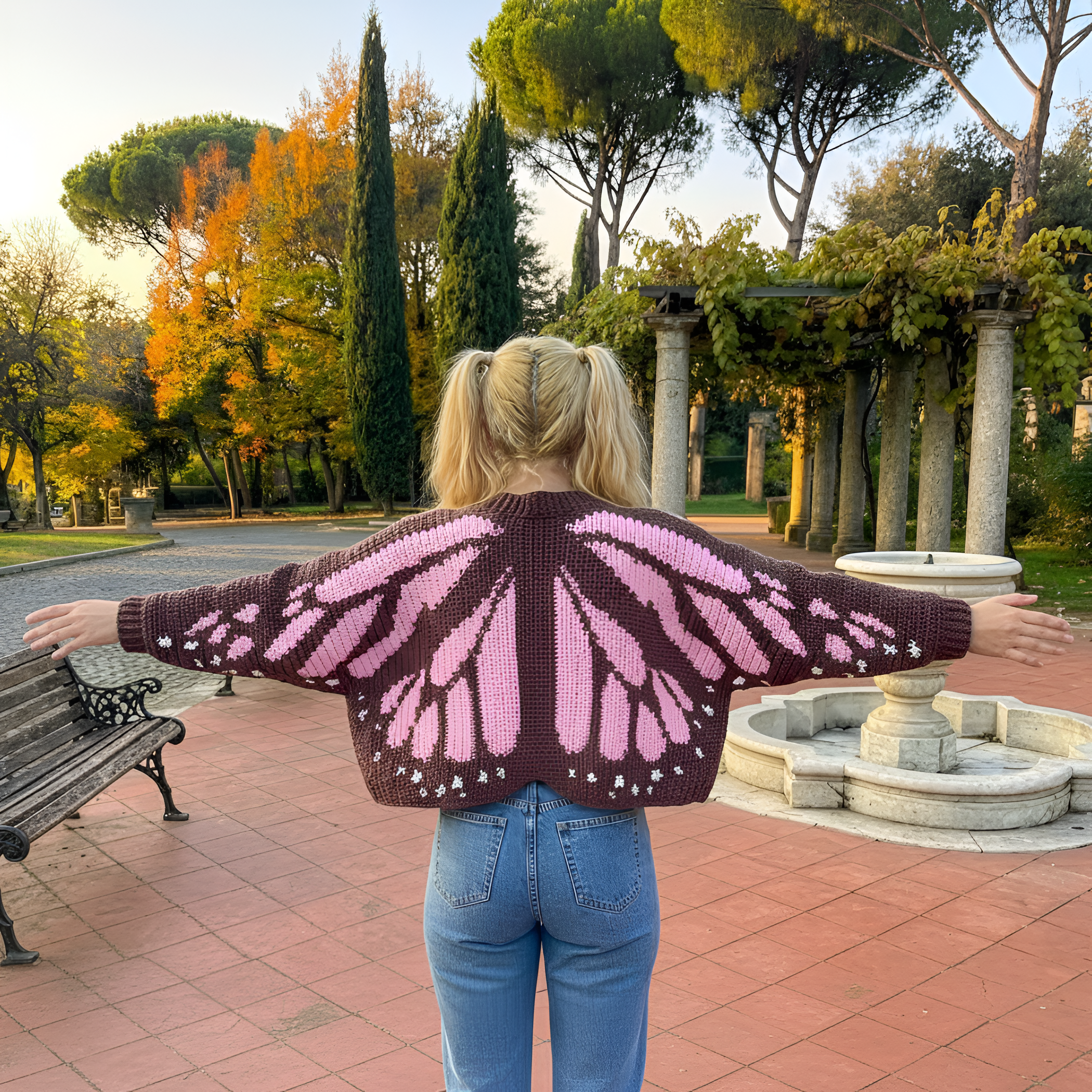 Butterfly Design Crochet Knit Cardigan For Women - Image 3