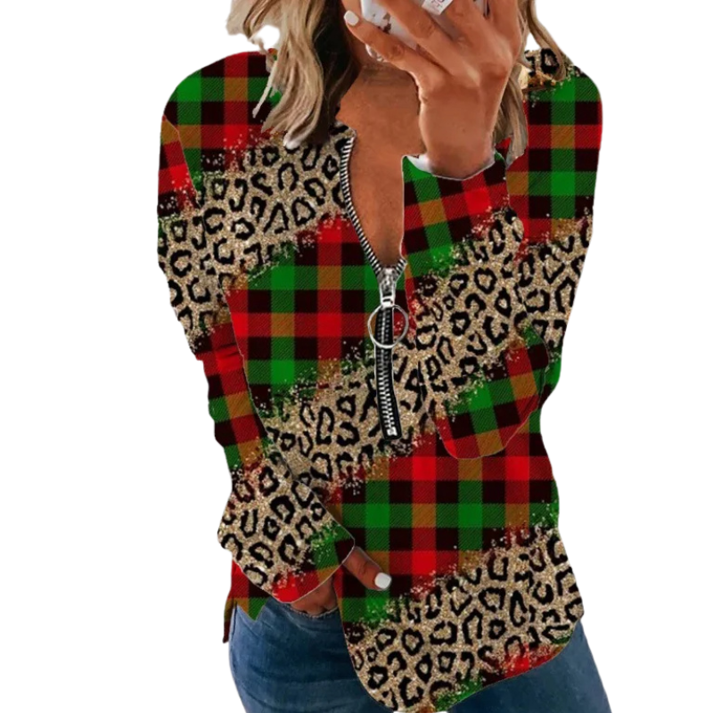 Quarter Zip Patterned Pullover - Image 9