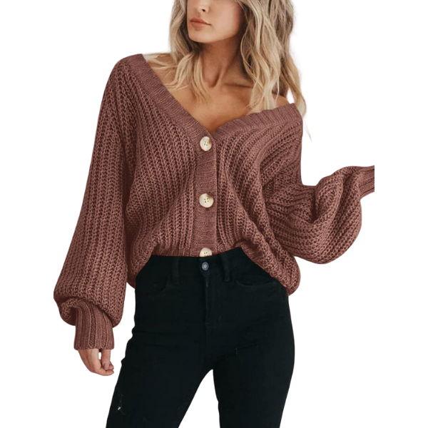 Women's Chunky Knit Open Front Sweater Long Sleeve Button Loose Short Cardigan Outerwear Coats - Image 46