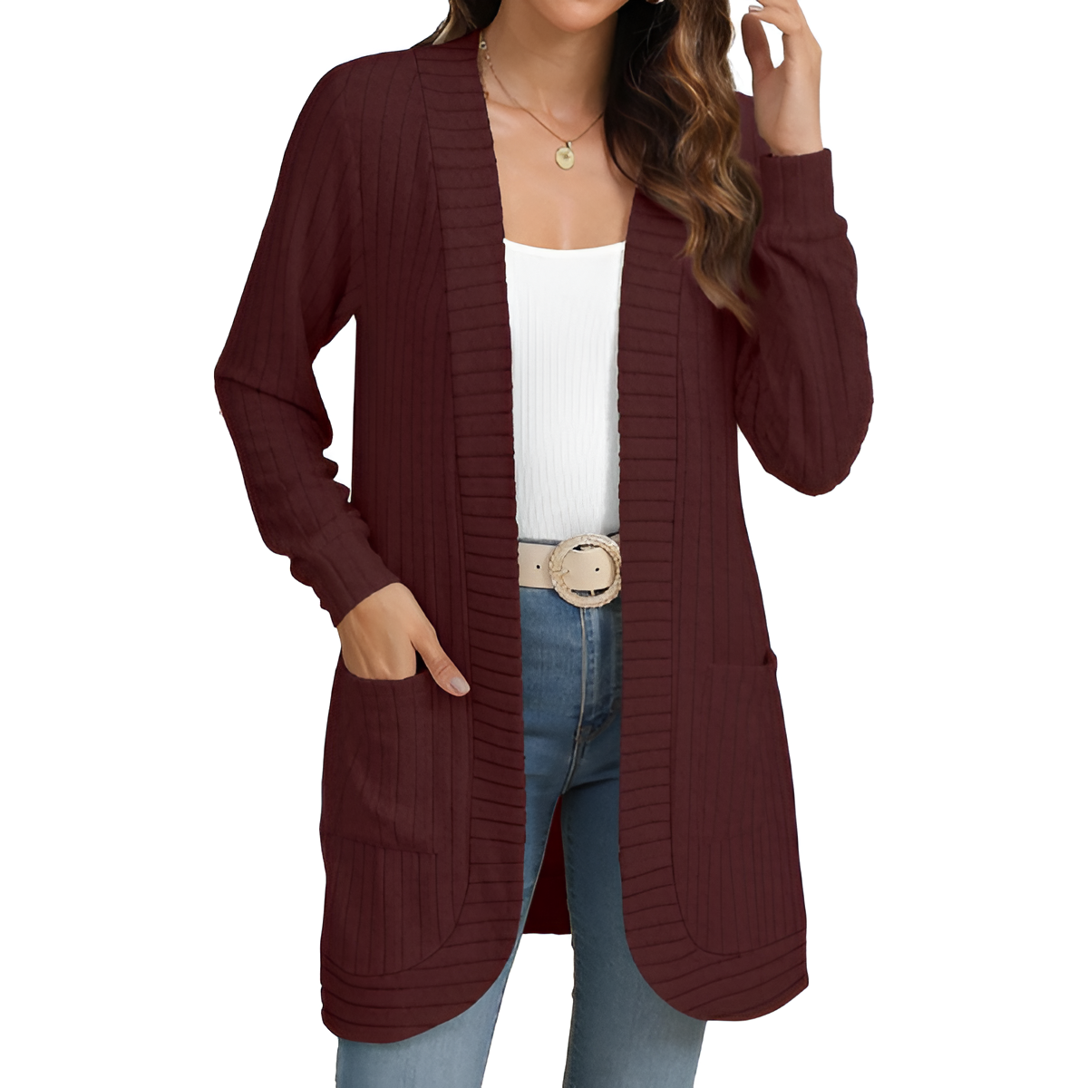 Women Long Sleeve Open Front Cardigan Casual Lightweight Long Cardigans Loose Knit Outwear with Pockets - Image 32