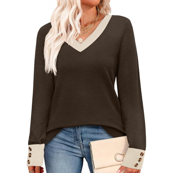 Lightweight Knit Pullover With Decorative Button Cuffs - Image 27