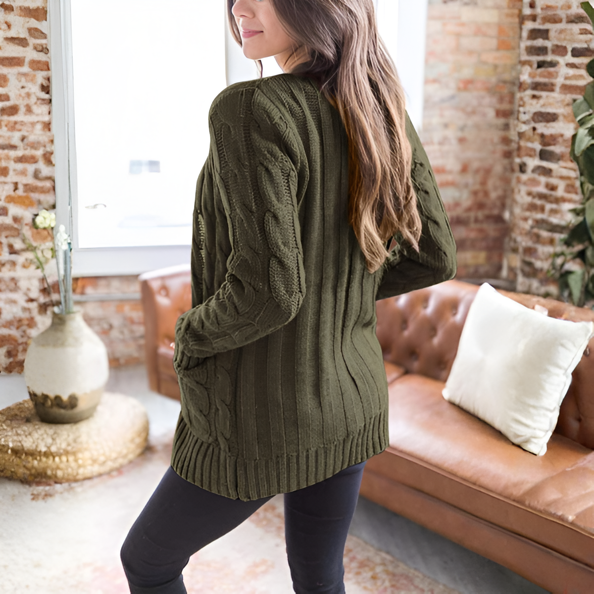 Cable Knit Button Front Open Cardigan - Image 44
