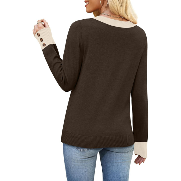 Lightweight Knit Pullover With Decorative Button Cuffs - Image 24