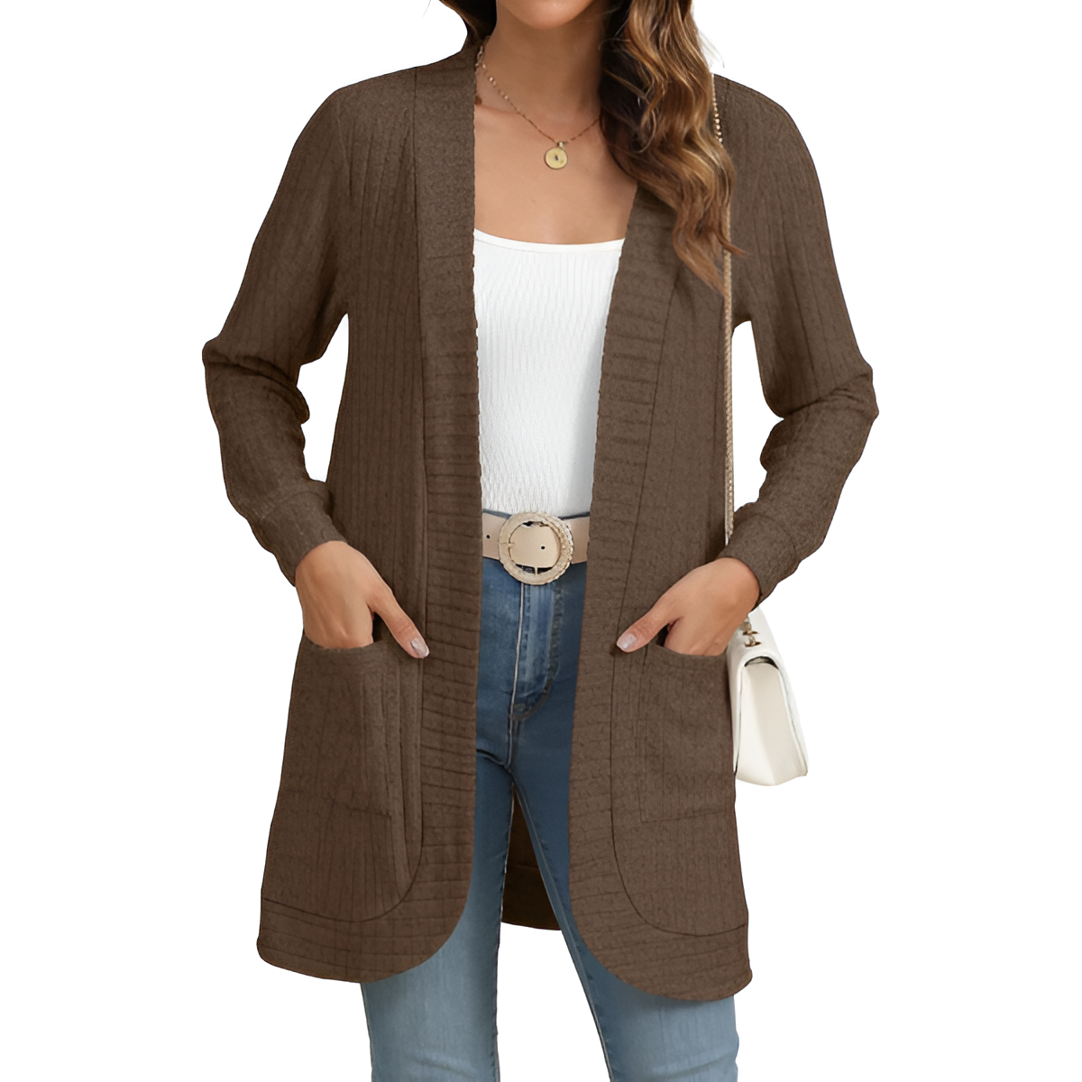 Women Long Sleeve Open Front Cardigan Casual Lightweight Long Cardigans Loose Knit Outwear with Pockets - Image 21