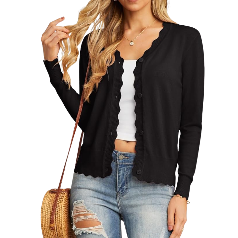 Long Sleeve Knit Design Cardigan With Button For Women - Image 2