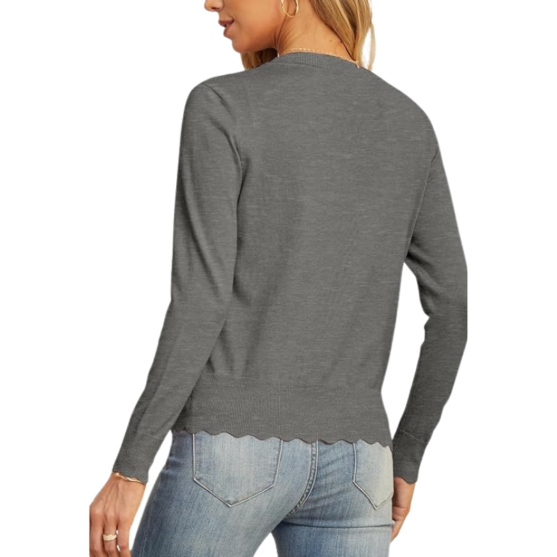 Long Sleeve Knit Design Cardigan With Button For Women - Image 8