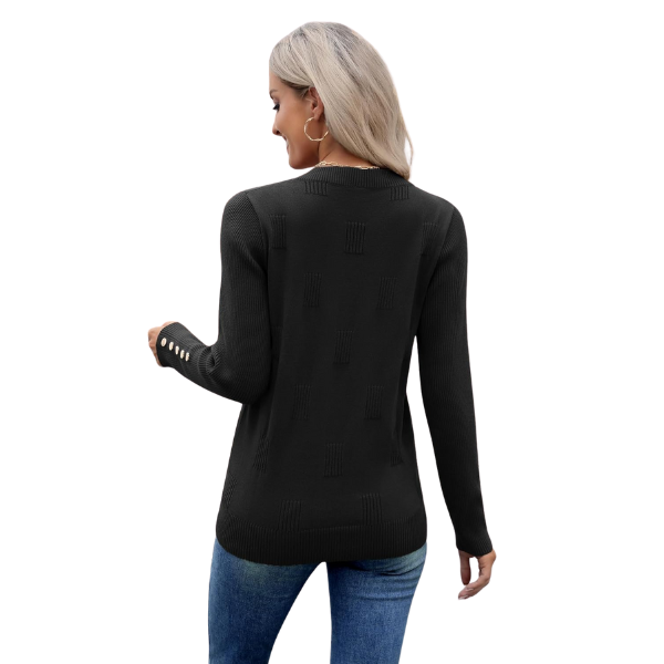 Long Sleeve Lightweight Ribbed Knit Pullover For Women - Image 3