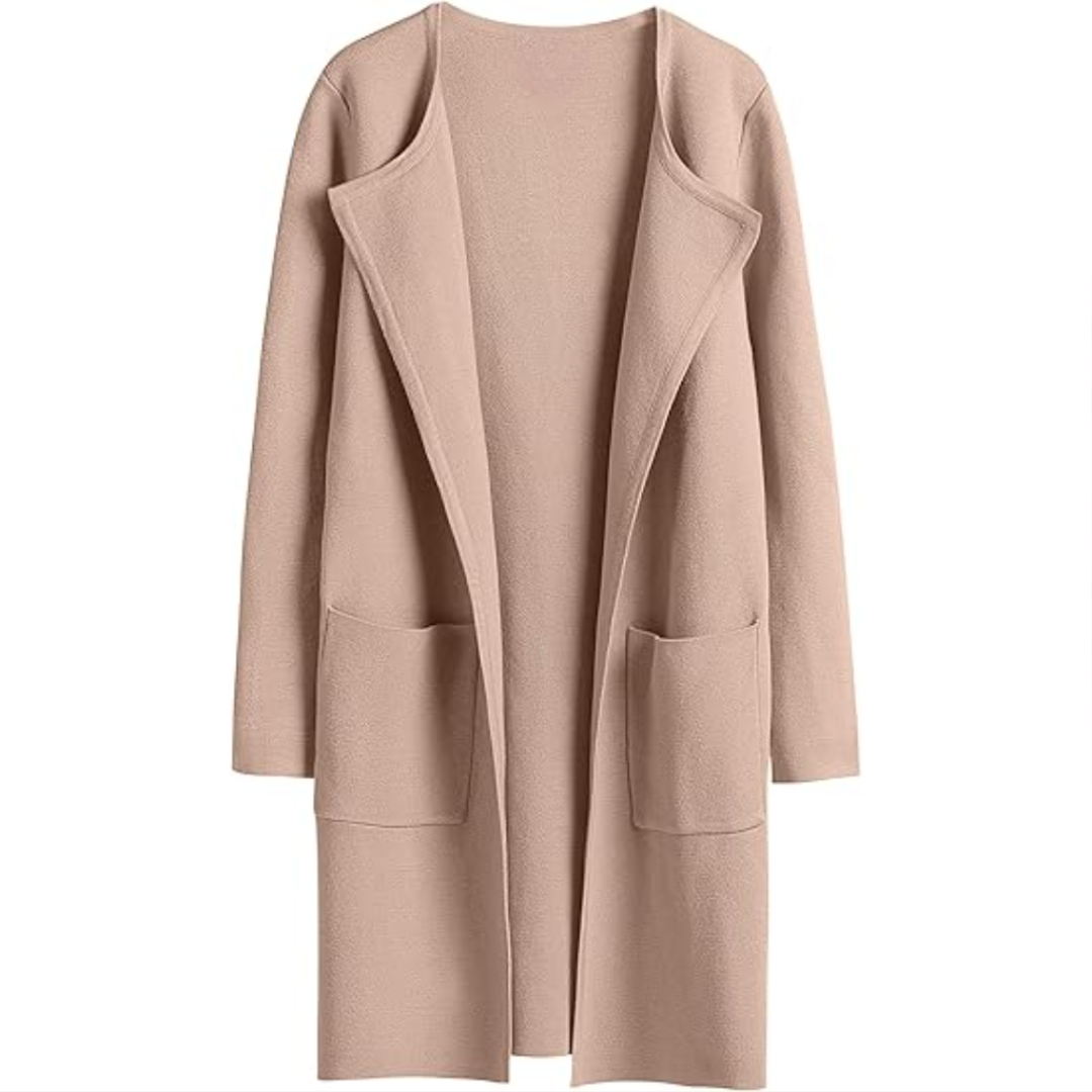 Open Front Knit Long Cardigan Coat With Pockets For Women - Image 5