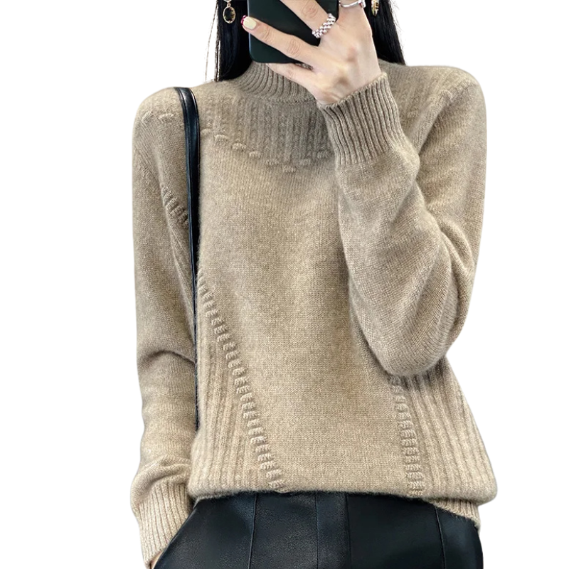 Loose Half Collar Pullover Sweater - Image 3