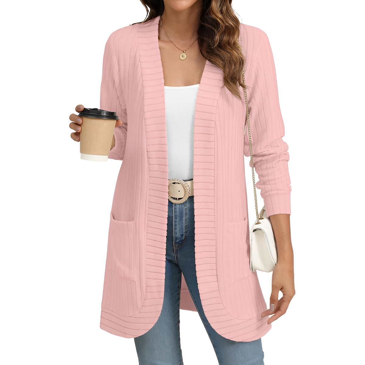 Women Long Sleeve Open Front Cardigan Casual Lightweight Long Cardigans Loose Knit Outwear with Pockets - Image 5