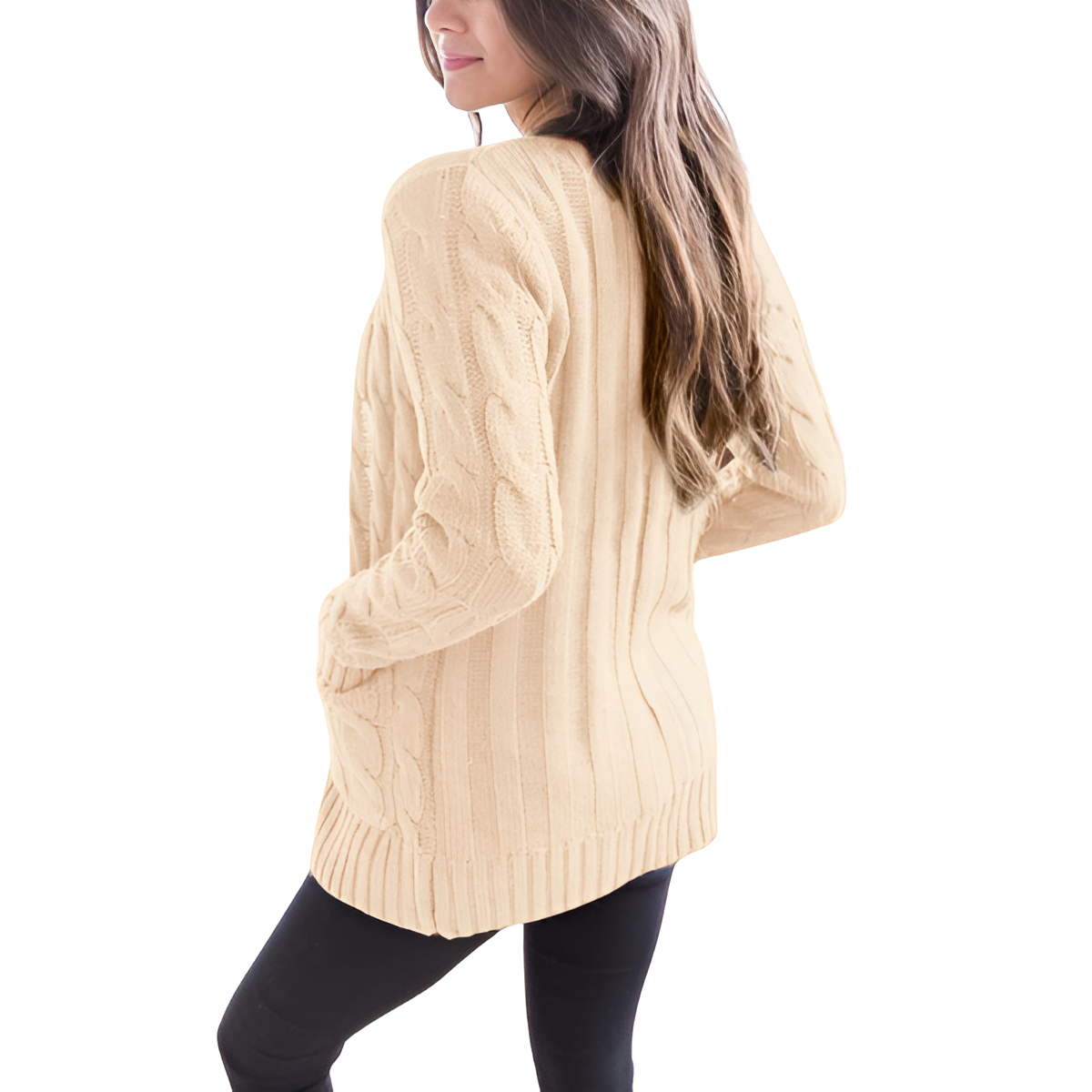 Cable Knit Button Front Open Cardigan - Image 40