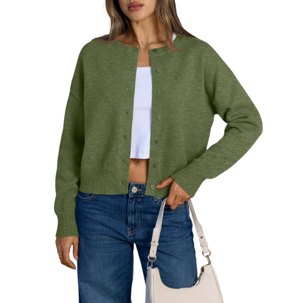 Cropped Lightweight Button Front Cardigan Sweater For Women - Image 18