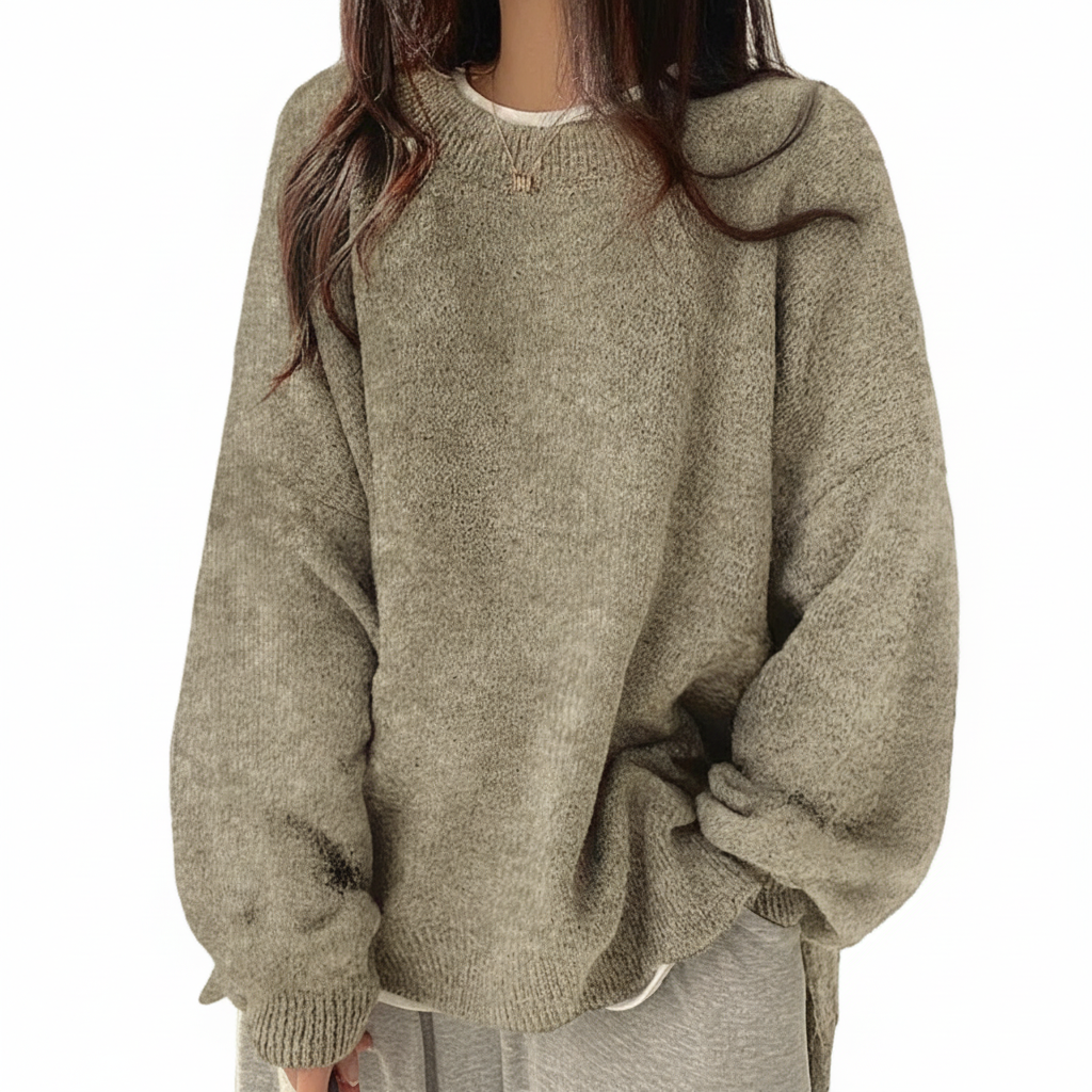 Oversized Drop Shoulder Split Hem Sweater For Women - Image 6