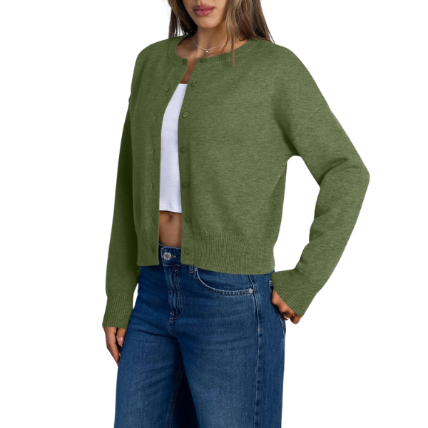 Cropped Lightweight Button Front Cardigan Sweater For Women - Image 19