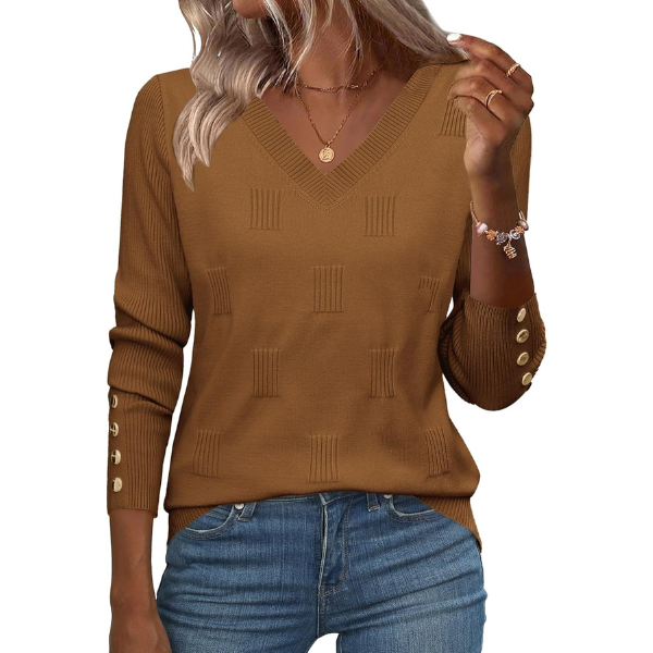 Long Sleeve Lightweight Ribbed Knit Pullover For Women - Image 27