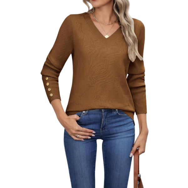 Long Sleeve Lightweight Ribbed Knit Pullover For Women - Image 26