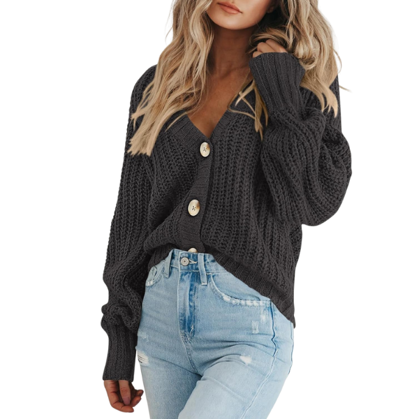 Women's Chunky Knit Open Front Sweater Long Sleeve Button Loose Short Cardigan Outerwear Coats - Image 19