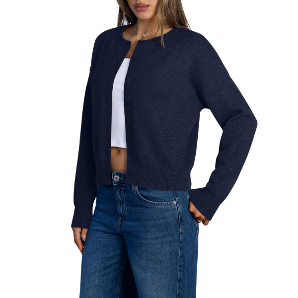Cropped Lightweight Button Front Cardigan Sweater For Women - Image 25