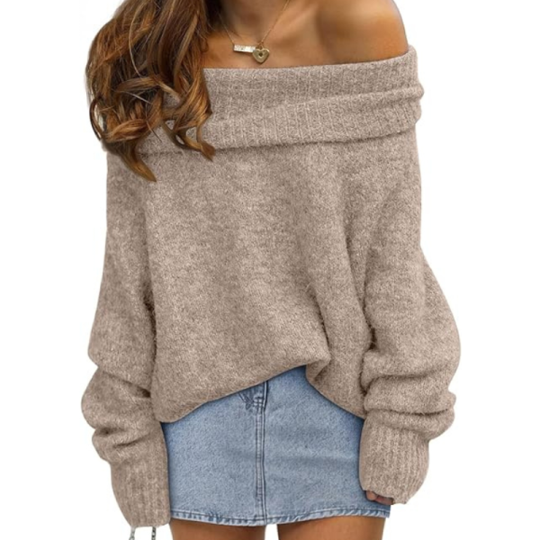 Oversized Loose Fit Sweater With Batwing Sleeve For Women