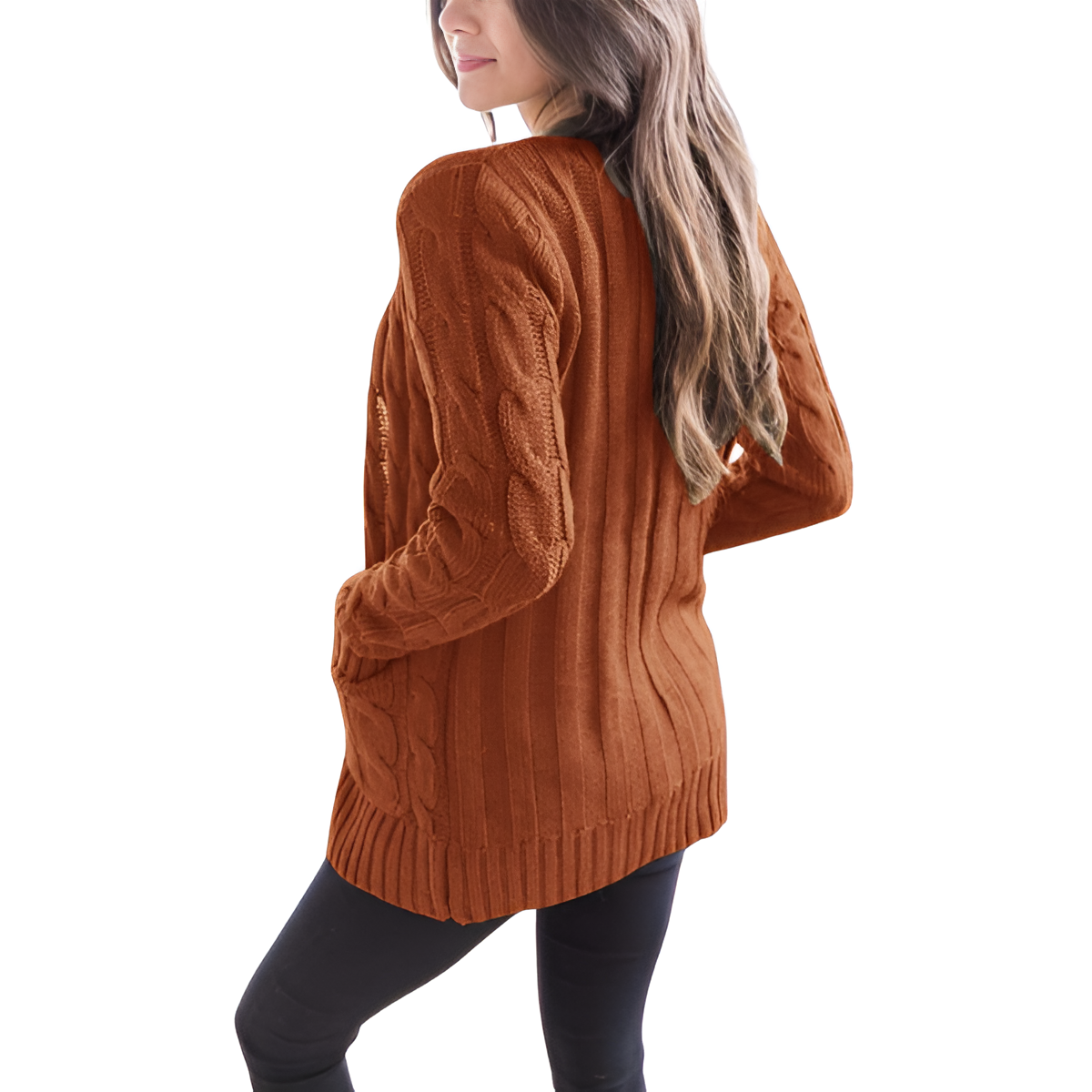 Cable Knit Button Front Open Cardigan - Image 22