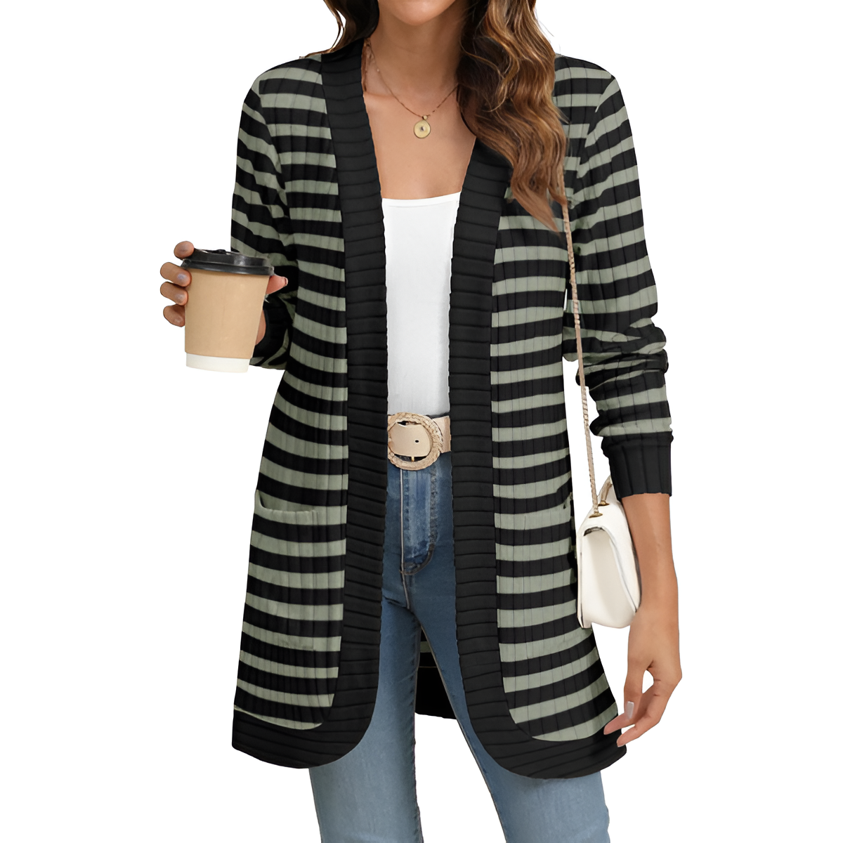 Women Long Sleeve Open Front Cardigan Casual Lightweight Long Cardigans Loose Knit Outwear with Pockets - Image 45