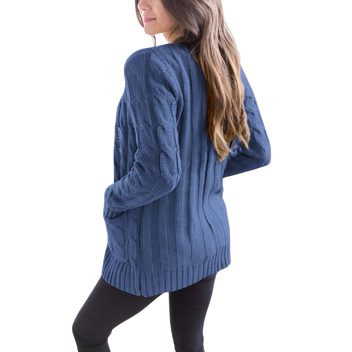 Cable Knit Button Front Open Cardigan - Image 35