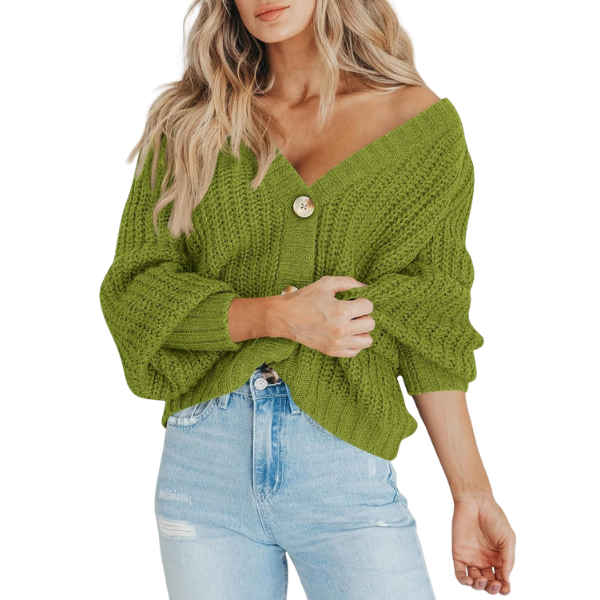 Women's Chunky Knit Open Front Sweater Long Sleeve Button Loose Short Cardigan Outerwear Coats - Image 28