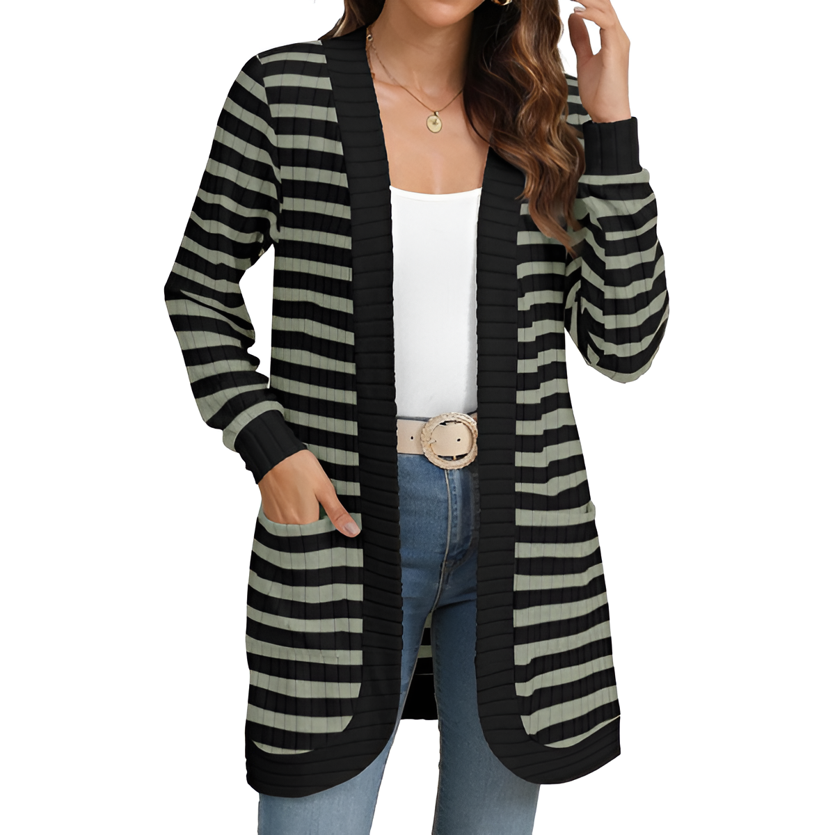 Women Long Sleeve Open Front Cardigan Casual Lightweight Long Cardigans Loose Knit Outwear with Pockets - Image 47