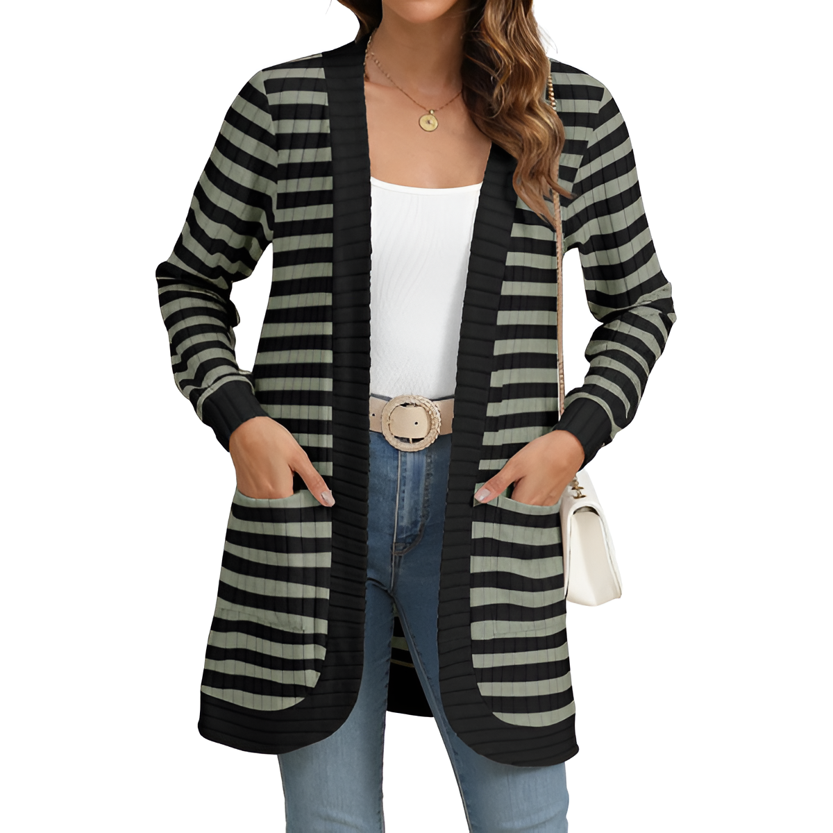 Women Long Sleeve Open Front Cardigan Casual Lightweight Long Cardigans Loose Knit Outwear with Pockets - Image 46